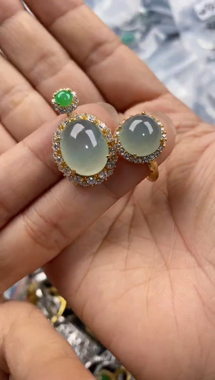 银S925镶嵌戒指翡翠666--4