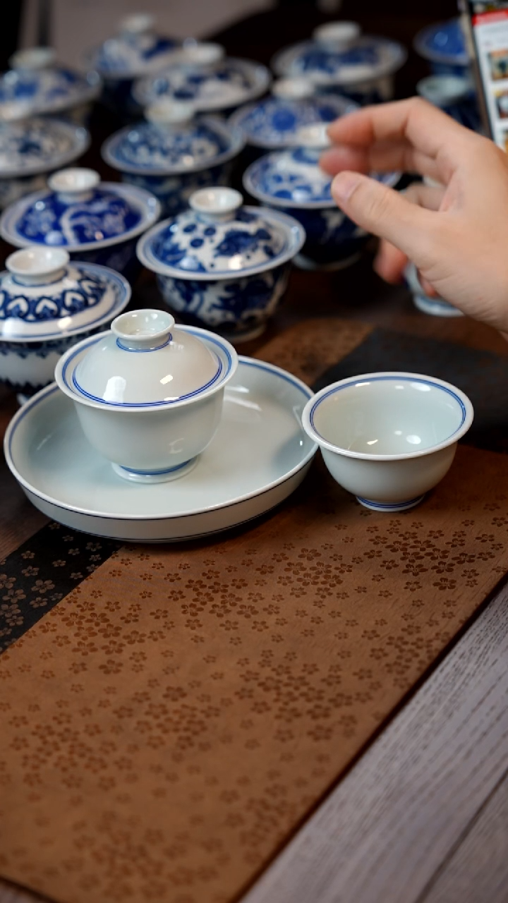 120小元宝盖碗＋壶承＋压手