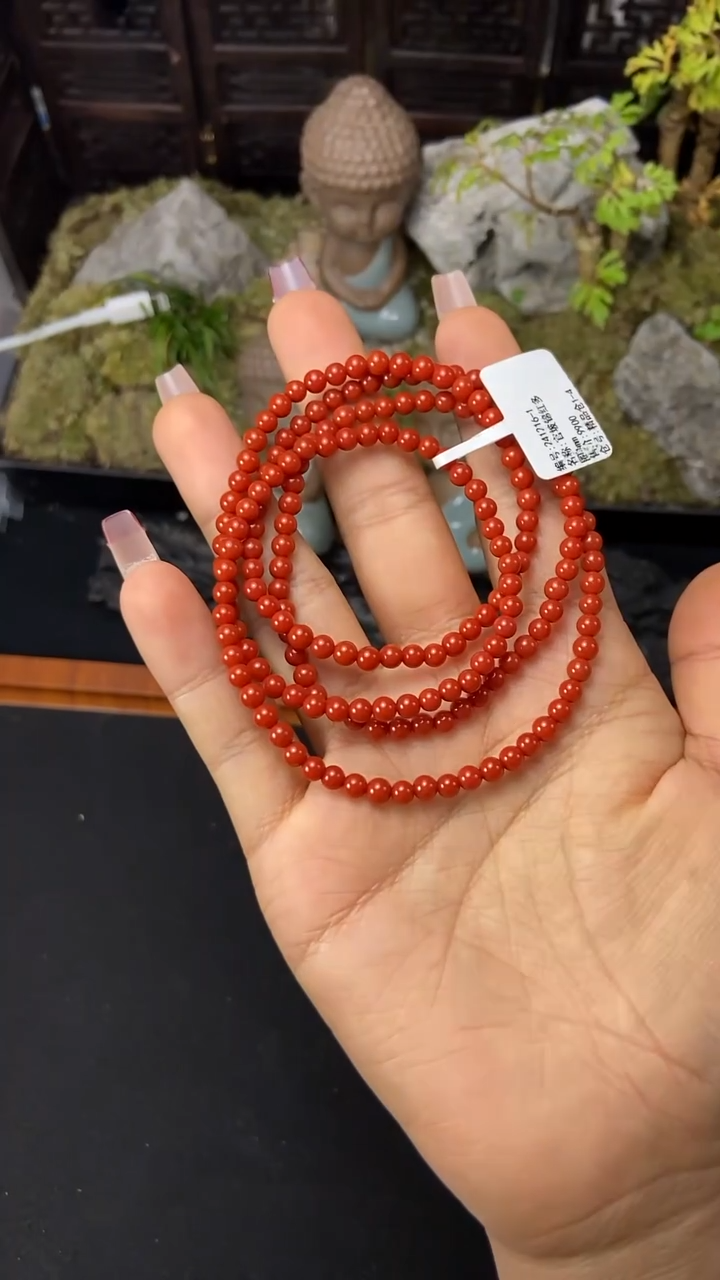 【闪购商品】南红玛瑙多圈未镶嵌4mm+锦红多圈小米珠