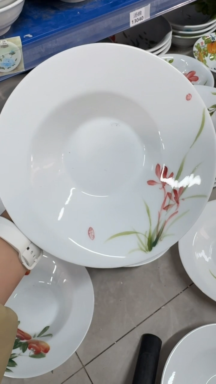 瓷片景德镇陶瓷食品级手绘釉中彩-折边盘