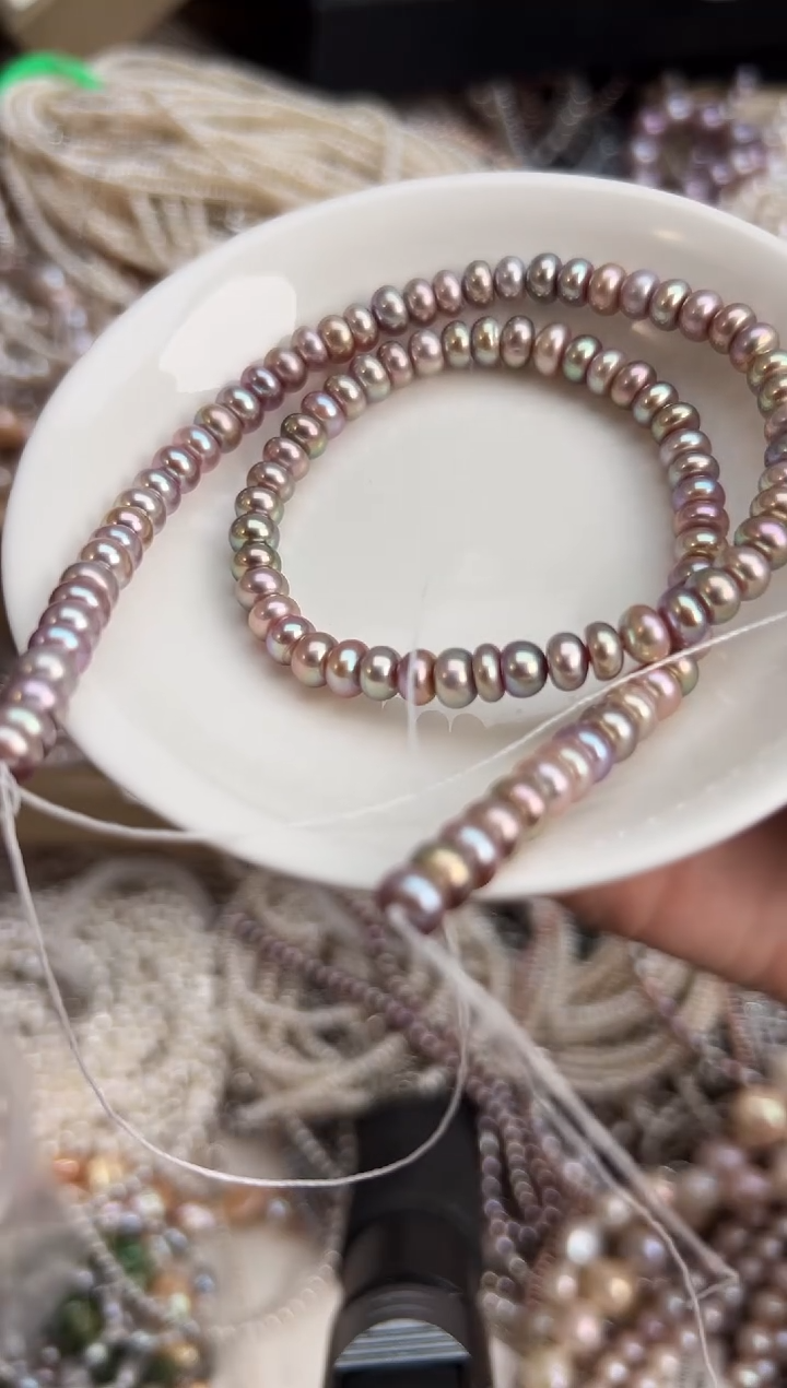 未镶嵌44淡水珍珠炫彩*强光珍珠项链6mm