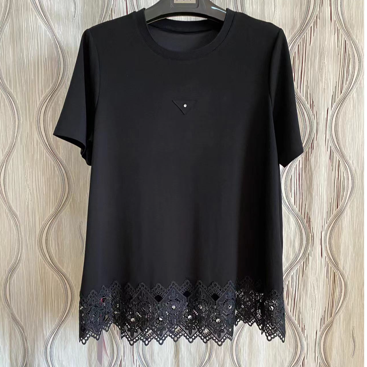 （M0）胖人坊大码女装圆领镂空蕾丝T  4359 衣长78 120