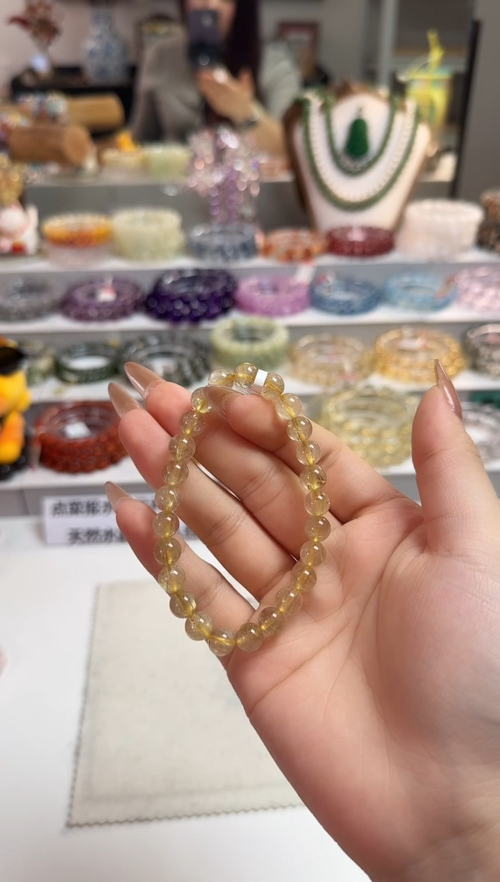 未镶嵌手链水晶金发晶卡8mm