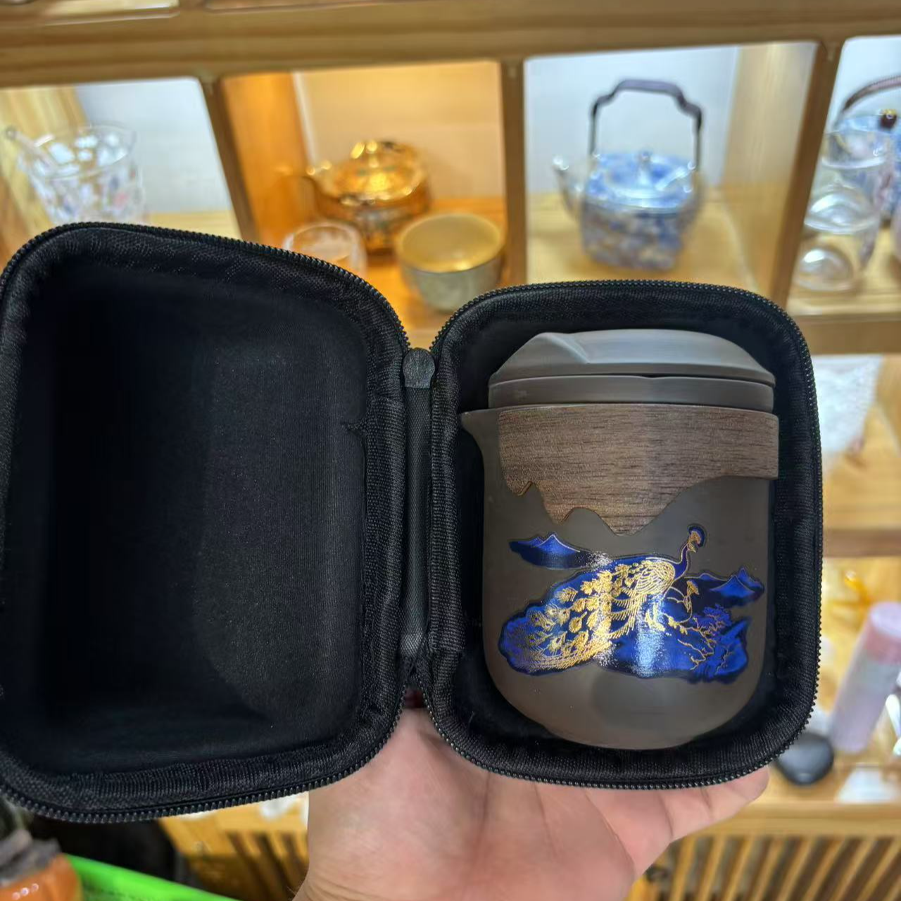 秋香茶具 变色孔雀旅行茶具一壶六杯-5788