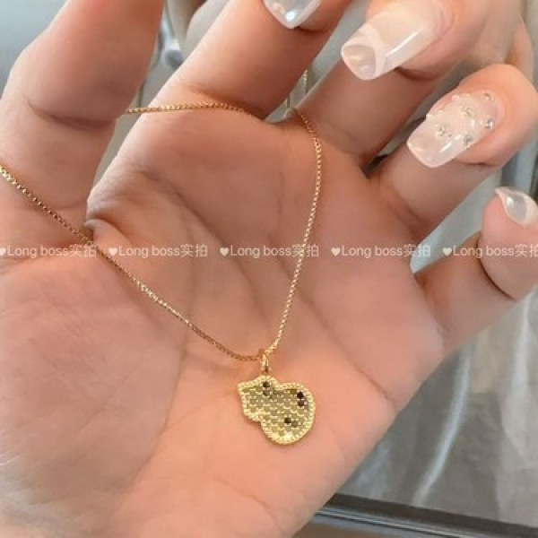 合金项链 合金项链 碎冰冰金色轻奢古法颈链葫芦锁骨链项链XL 013