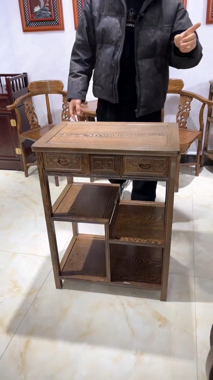 【闪购商品】鸡翅木类成套家具鸡翅木置物架长60*40*80高