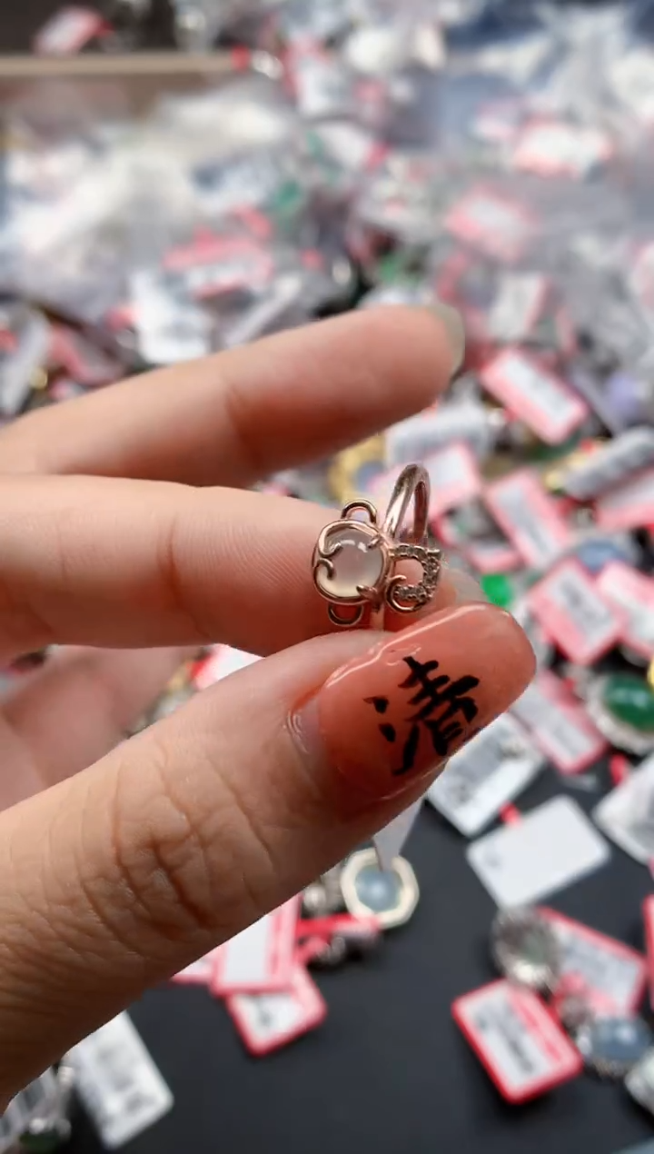 银S925镶嵌戒指翡翠天然A货缅甸翡翠