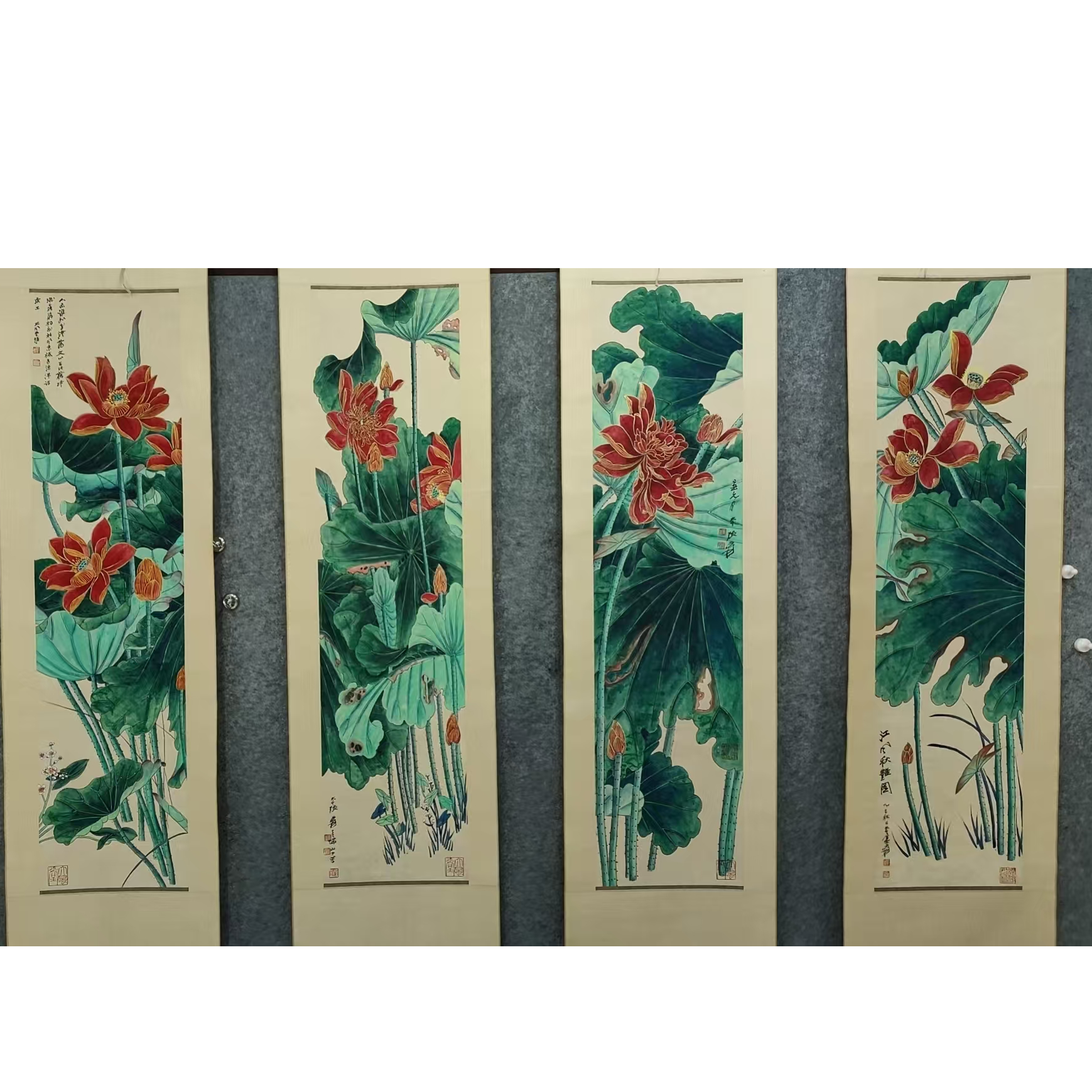 张老款荷花四条屏130/32