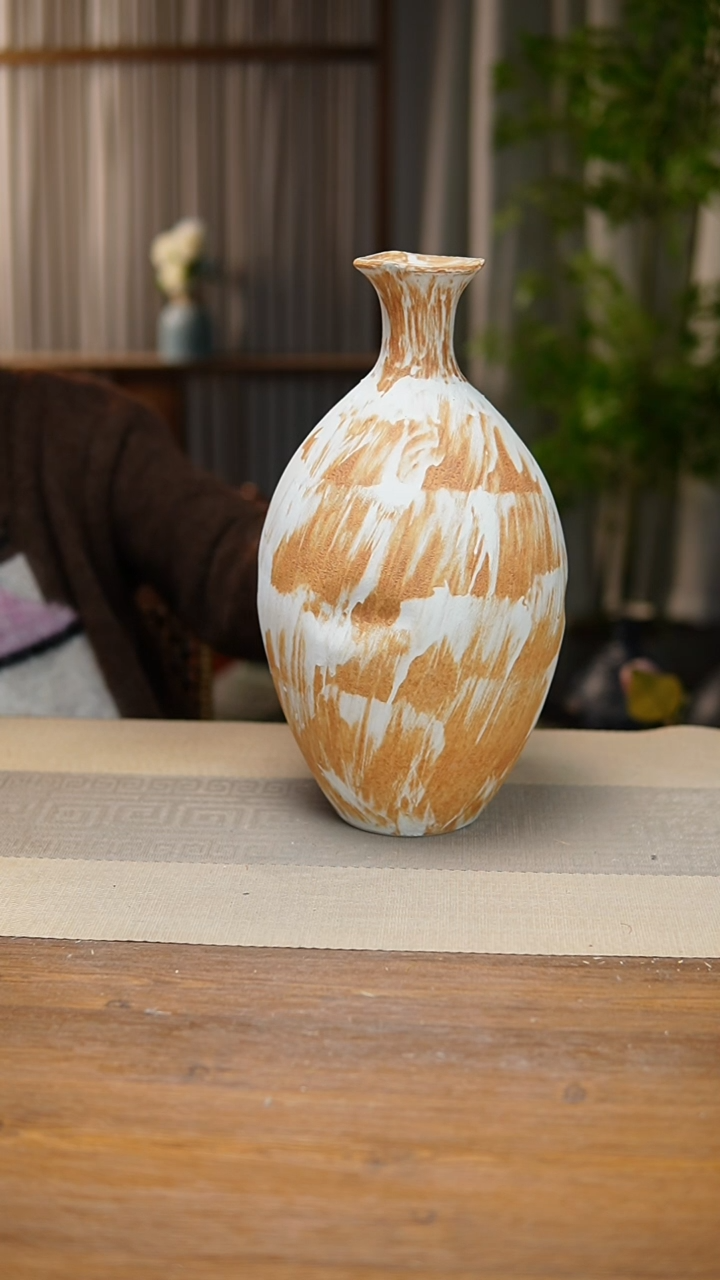 【闪购商品】陶瓷  花器诧寂黄保龄球瓶 