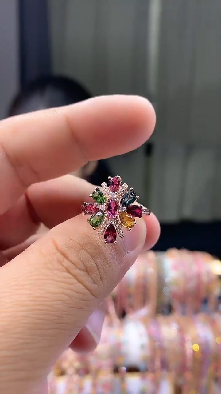 【闪购商品】碧玺戒指银S925镶嵌35435435434