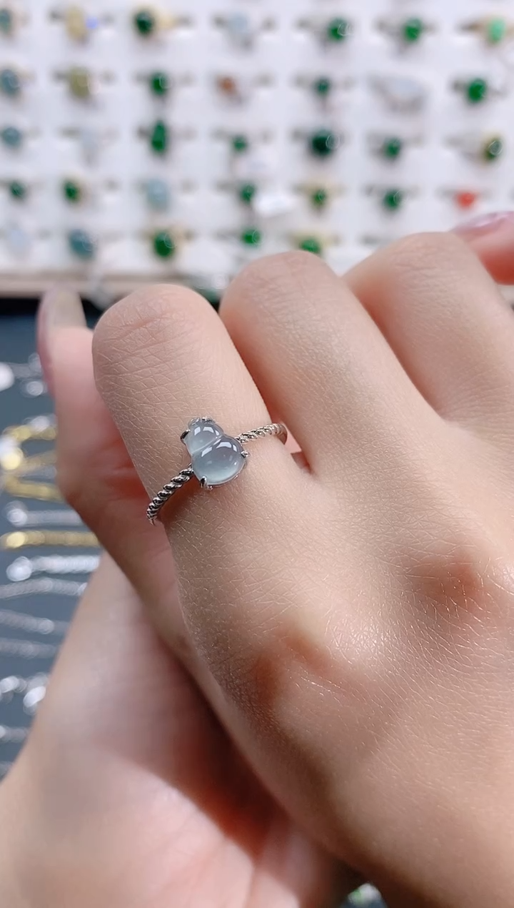 【闪购商品】翡翠银S925镶嵌戒指天然翡翠