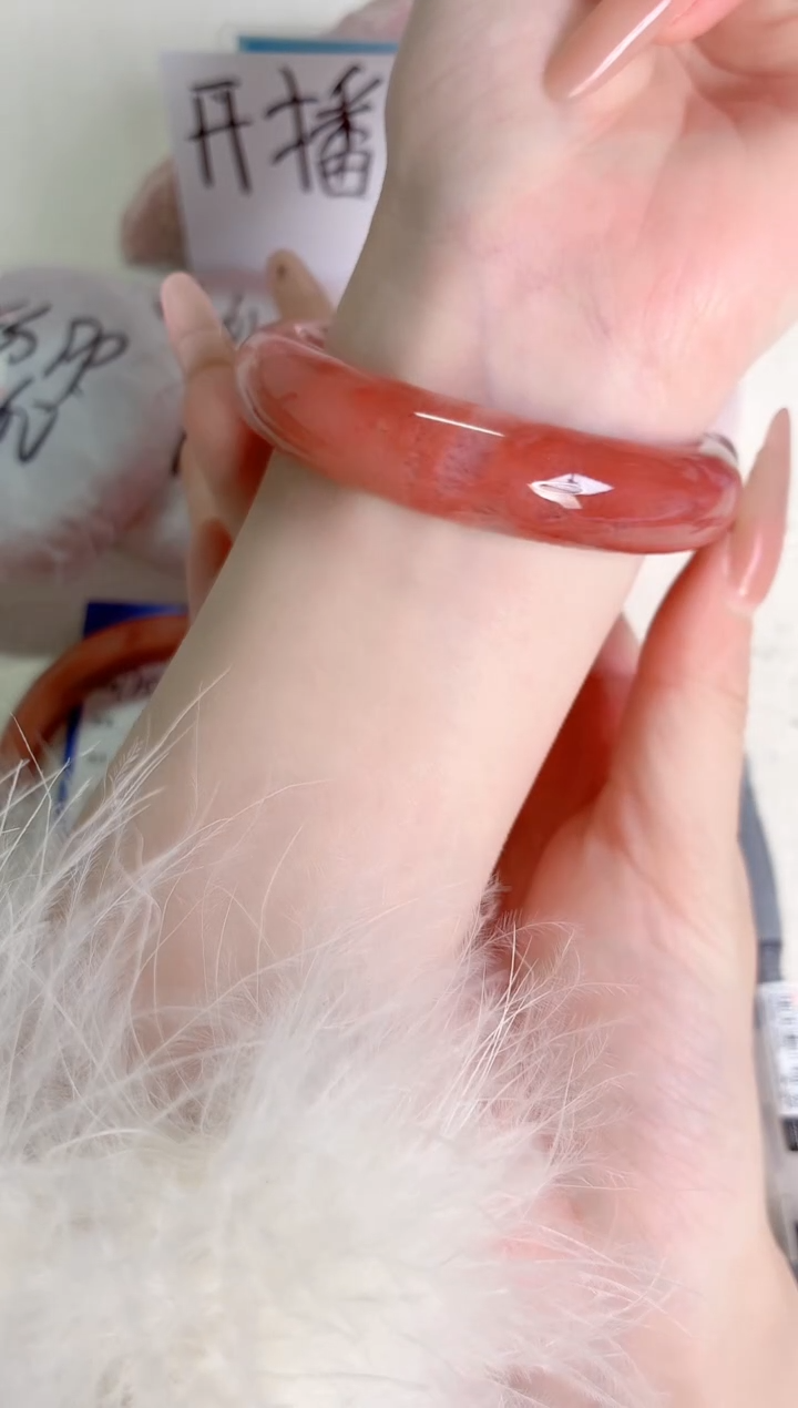 未镶嵌手镯石英质玉桃花121-圈口54