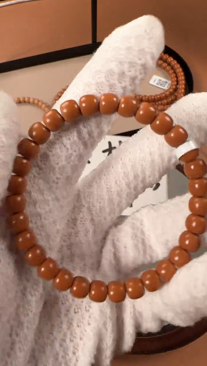 手串橄榄核7.3mm核尖单圈，老挝料，老型珠，高油高密