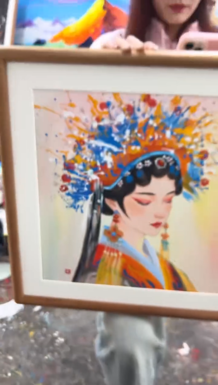 【闪购商品】丙烯画薇精装戏子泼彩