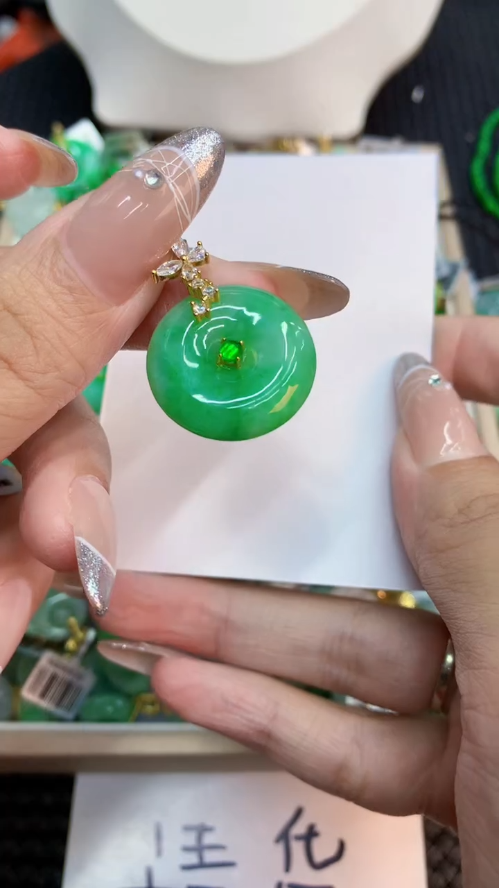 翡翠银S925镶嵌吊坠(不含链)1