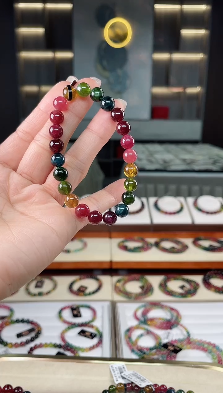 未镶嵌老矿碧玺单圈手串8mm+碧玺多样性发一条T