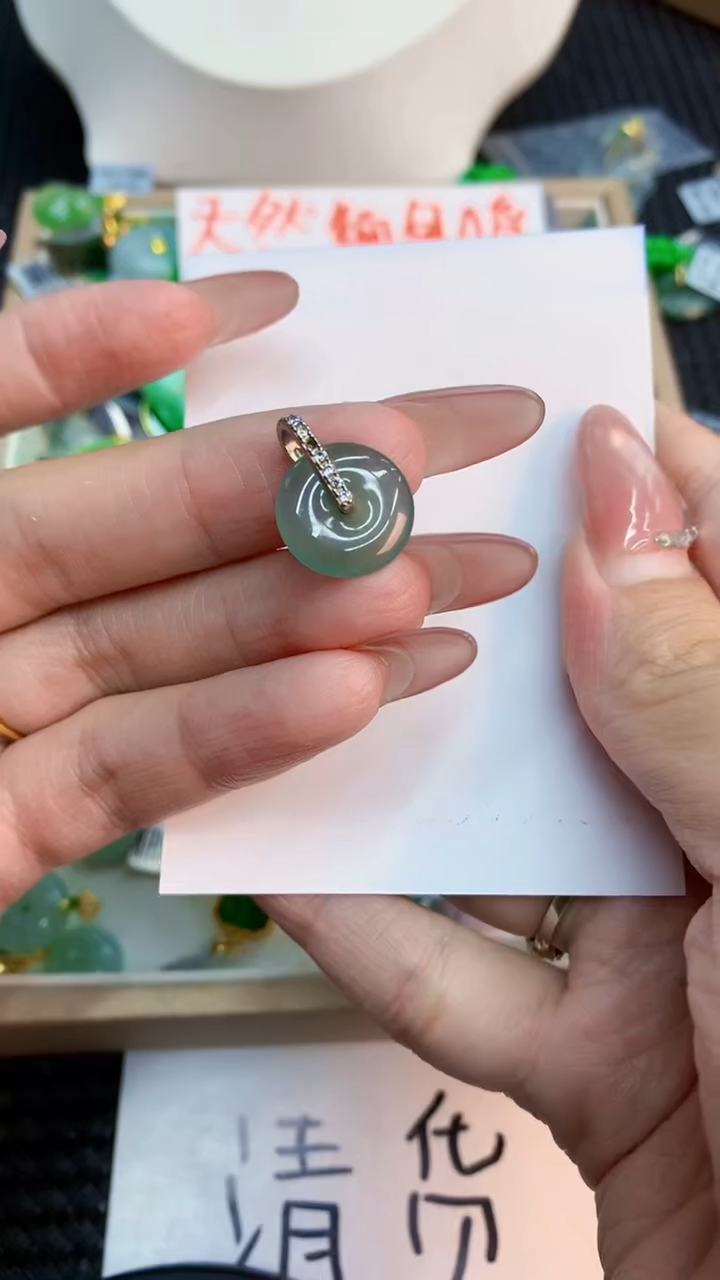 翡翠银S925镶嵌吊坠(不含链)1