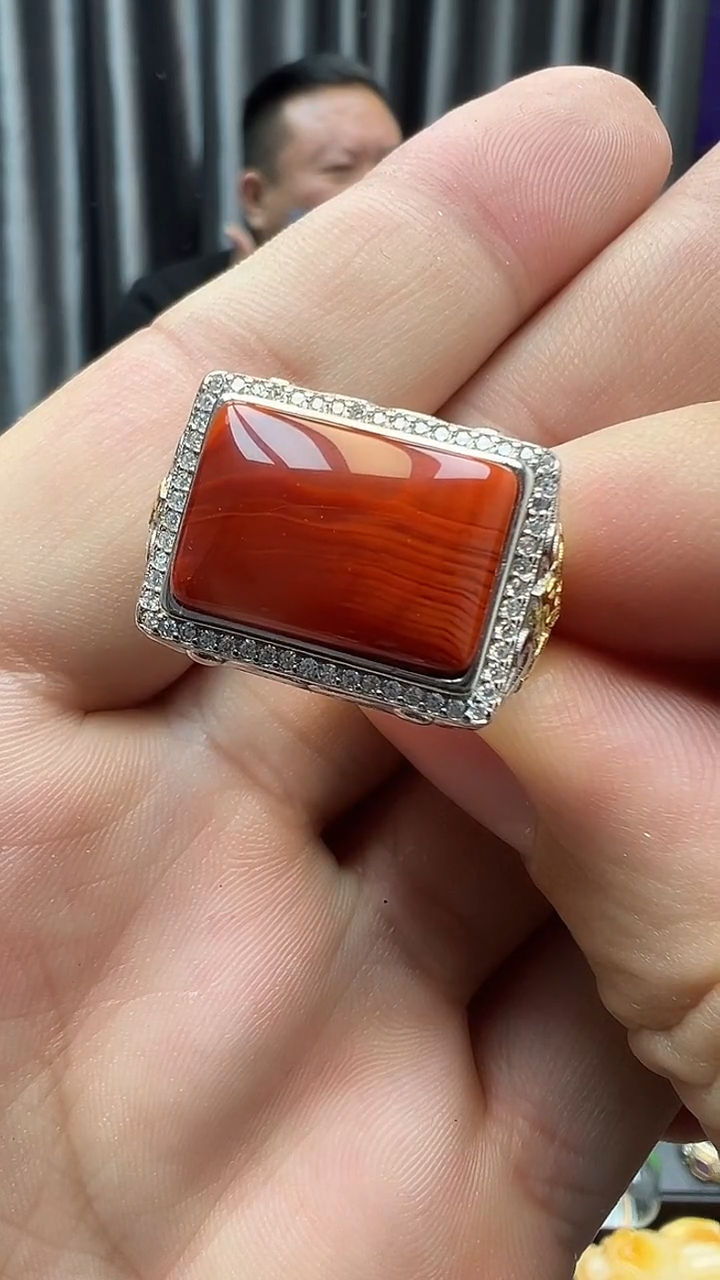 银S925镶嵌南红玛瑙戒指04