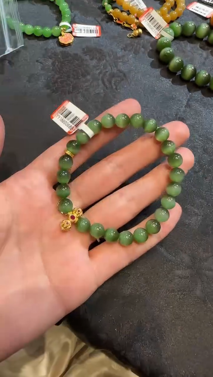 【闪购商品】和田玉手串18K金镶嵌025