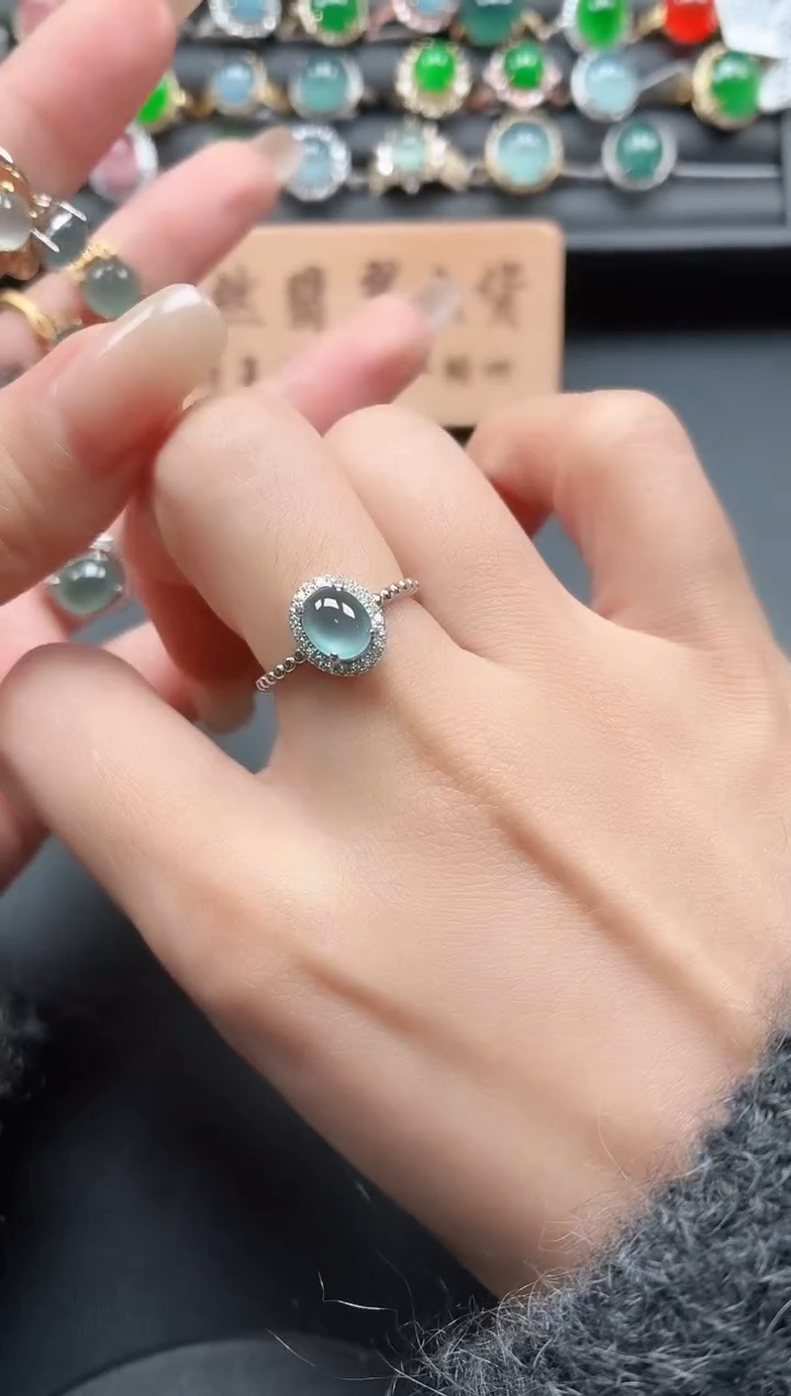 银S925镶嵌戒指翡翠11