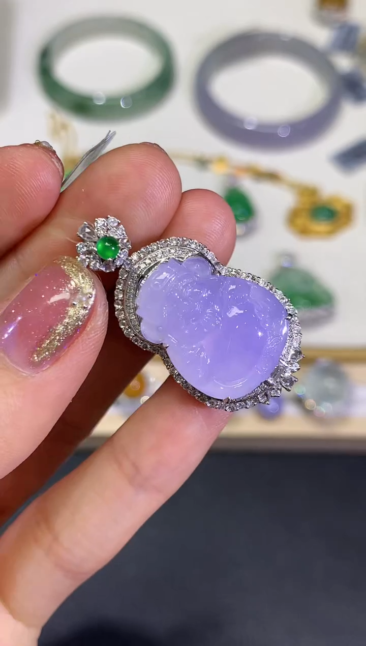 【闪购商品】翡翠颈饰18K金镶嵌团购16