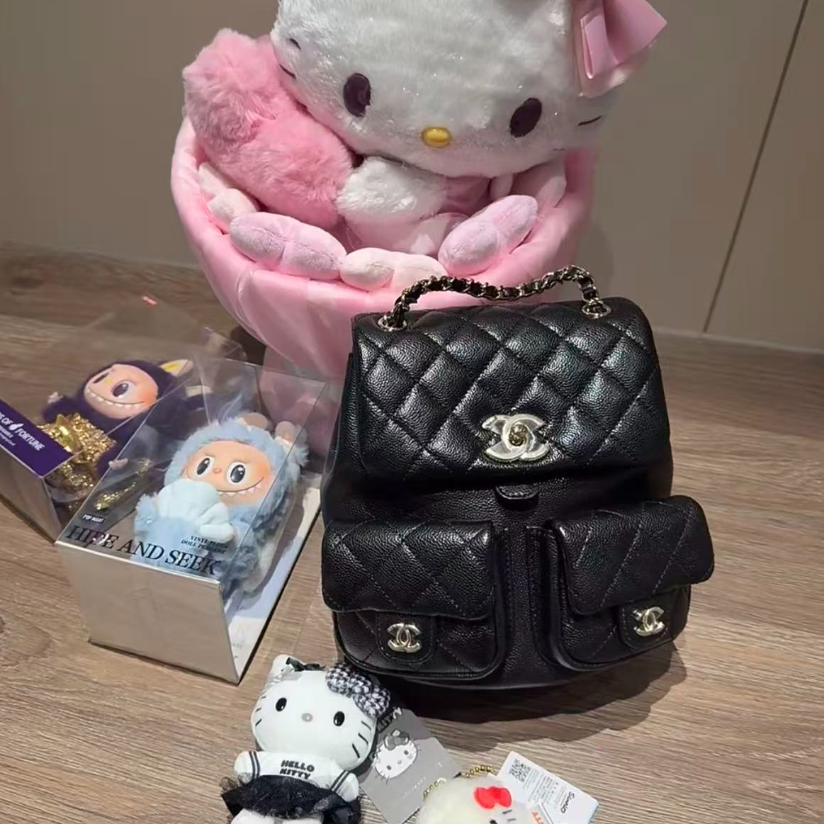99新 Chanel/香奈儿 香奈儿黑金duma双肩包 定金10000