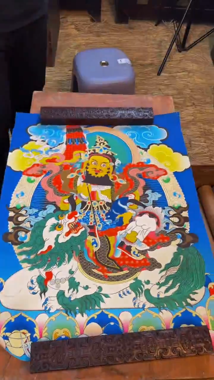 装裱画精品手绘唐卡链接--A145财宝天