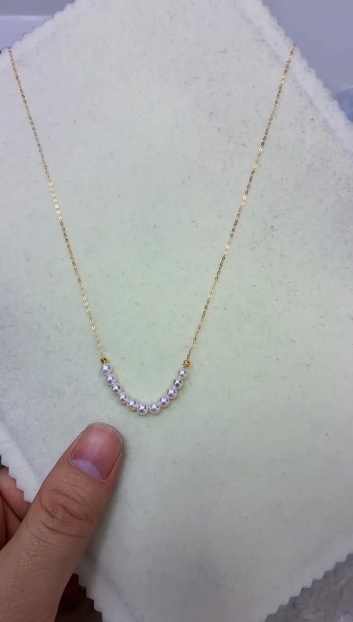 银S925镶嵌DA淡水珍珠微笑链4-5 a615