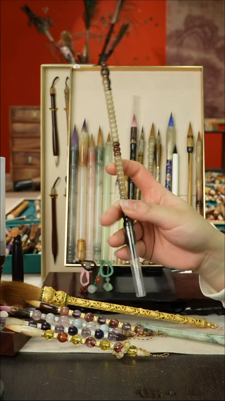 483号闪孤品高货毛笔链接 清水试笔 蘸墨不退