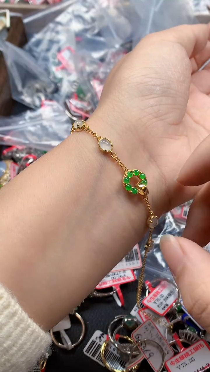 银S925镶嵌戒指翡翠天然A货缅甸翡翠