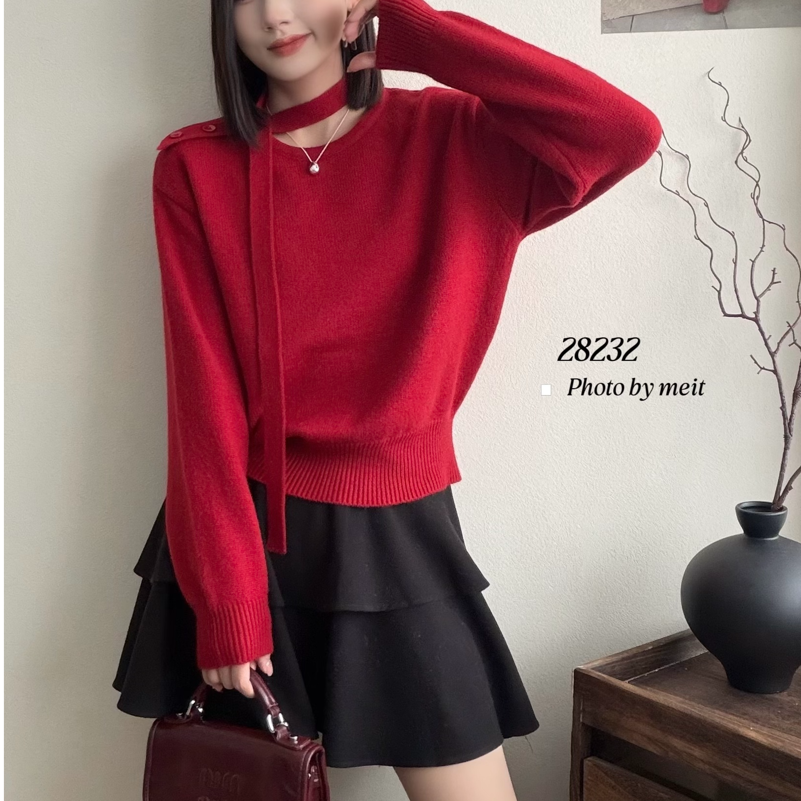 【苗姐优选】净版设计款网红针织打底衫28232