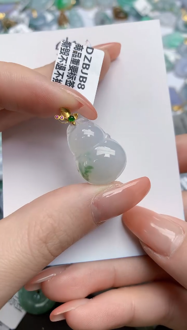 【闪购商品】翡翠颈饰18K金镶嵌天然缅甸翡翠A货