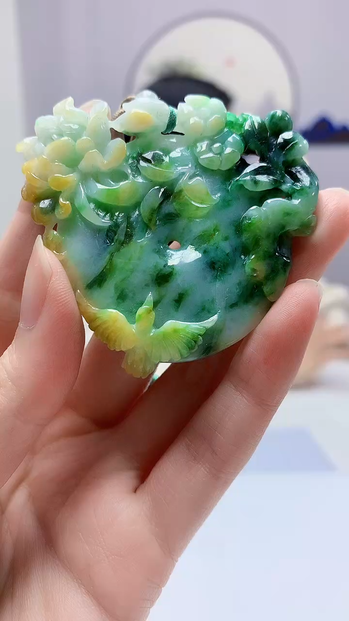 【闪购商品】定制翡翠未镶嵌4852zm-毛货挂件赠珠链188