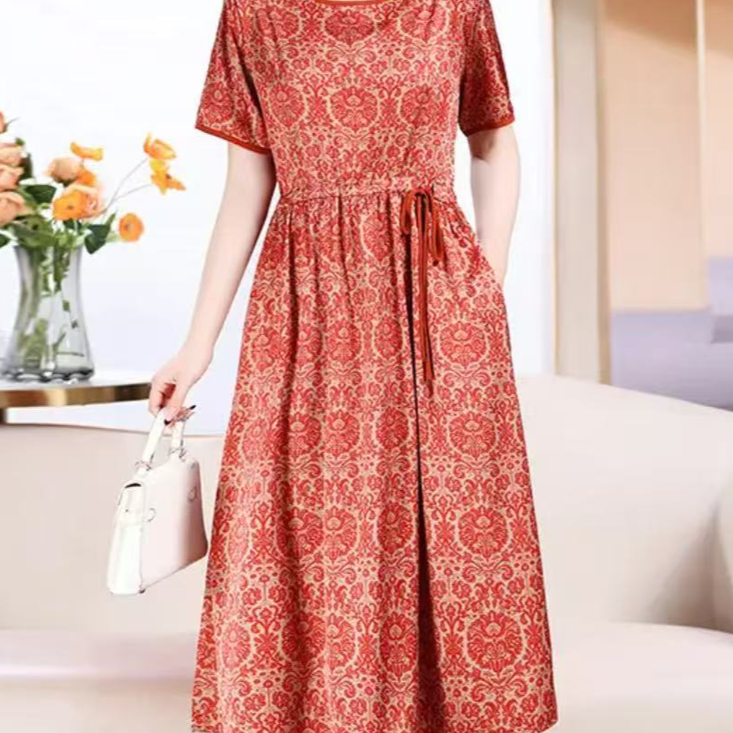 12红凤尾夏季新款洋气显瘦气质时尚百搭女装连衣裙轻奢