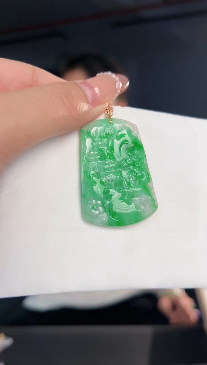 【闪购商品】翡翠颈饰18K金镶嵌缅料A货翡翠/支持复检/一件