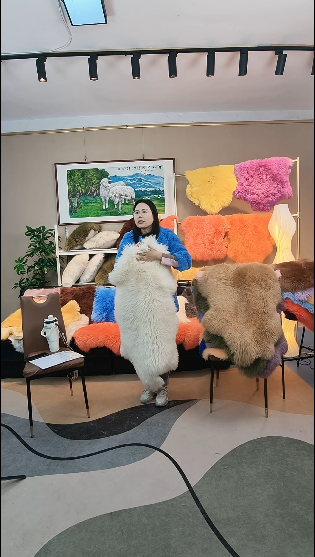 羊毛邢风沐绒纯羊毛皮沙发垫（白色50cm*100cm）