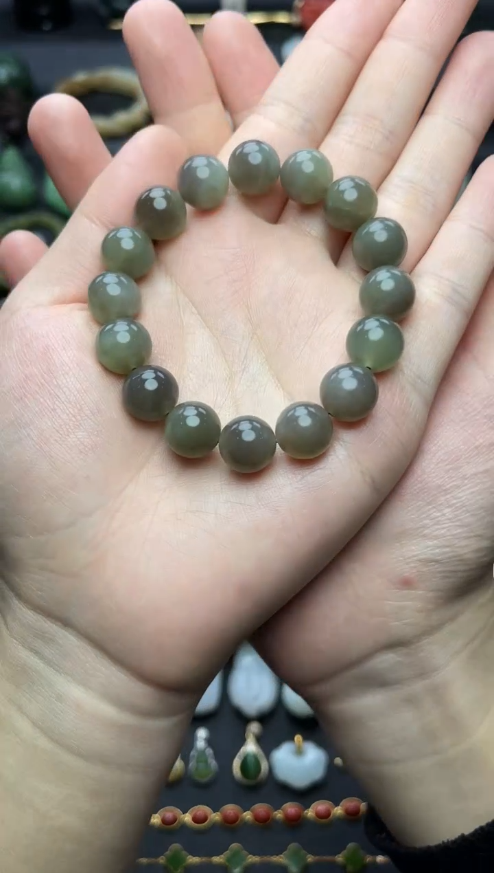 未镶嵌手串和田玉烟紫手串06