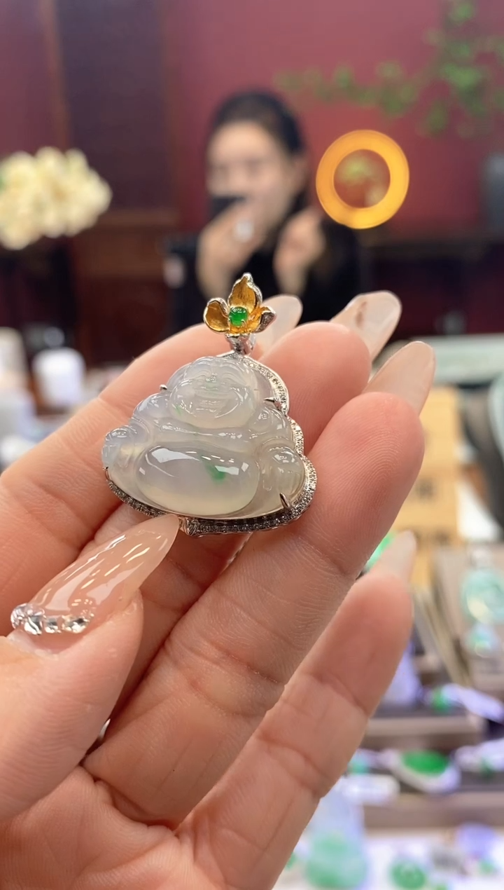 【闪购商品】翡翠颈饰18K金镶嵌佛公