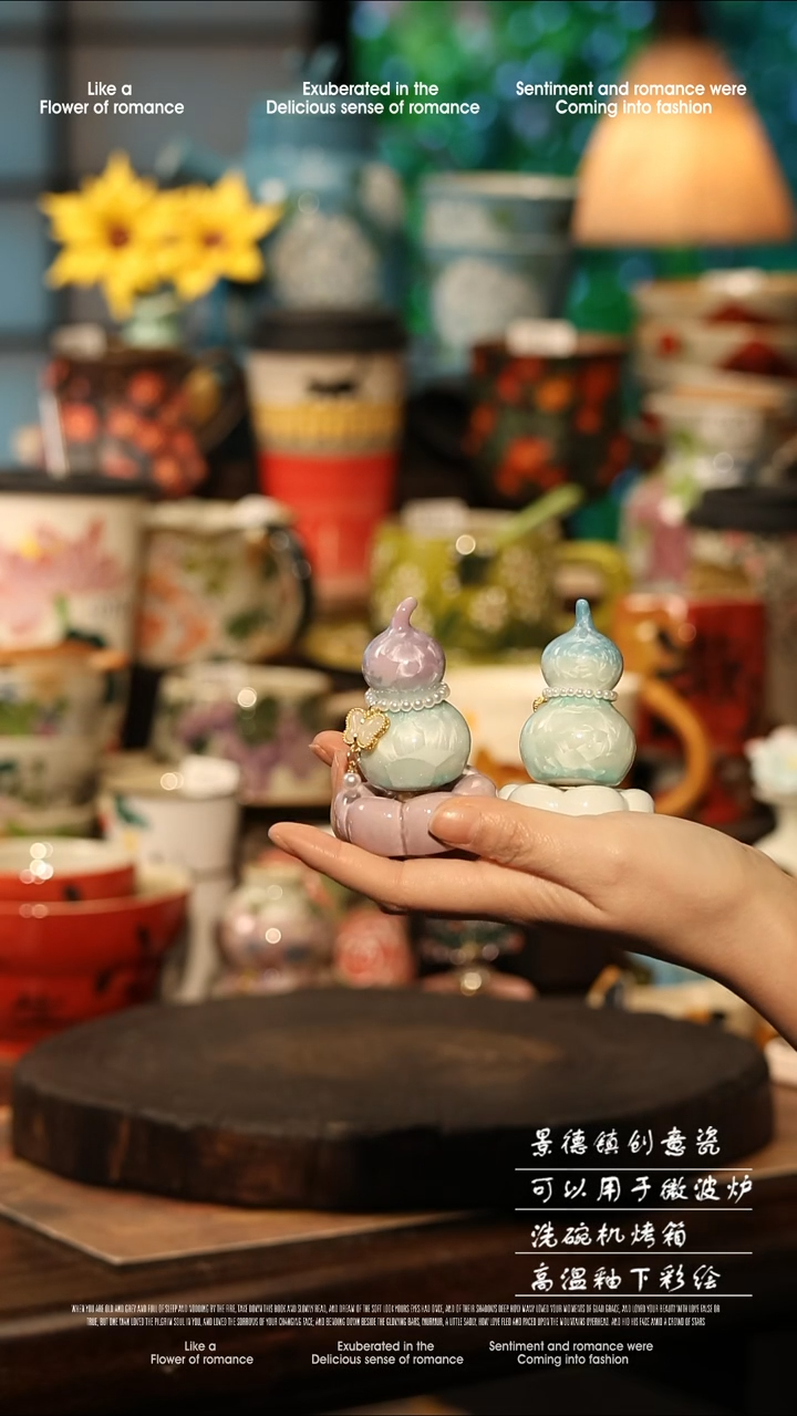 陶瓷随机一个景德镇高温釉下彩手工手绘款式@A0184@