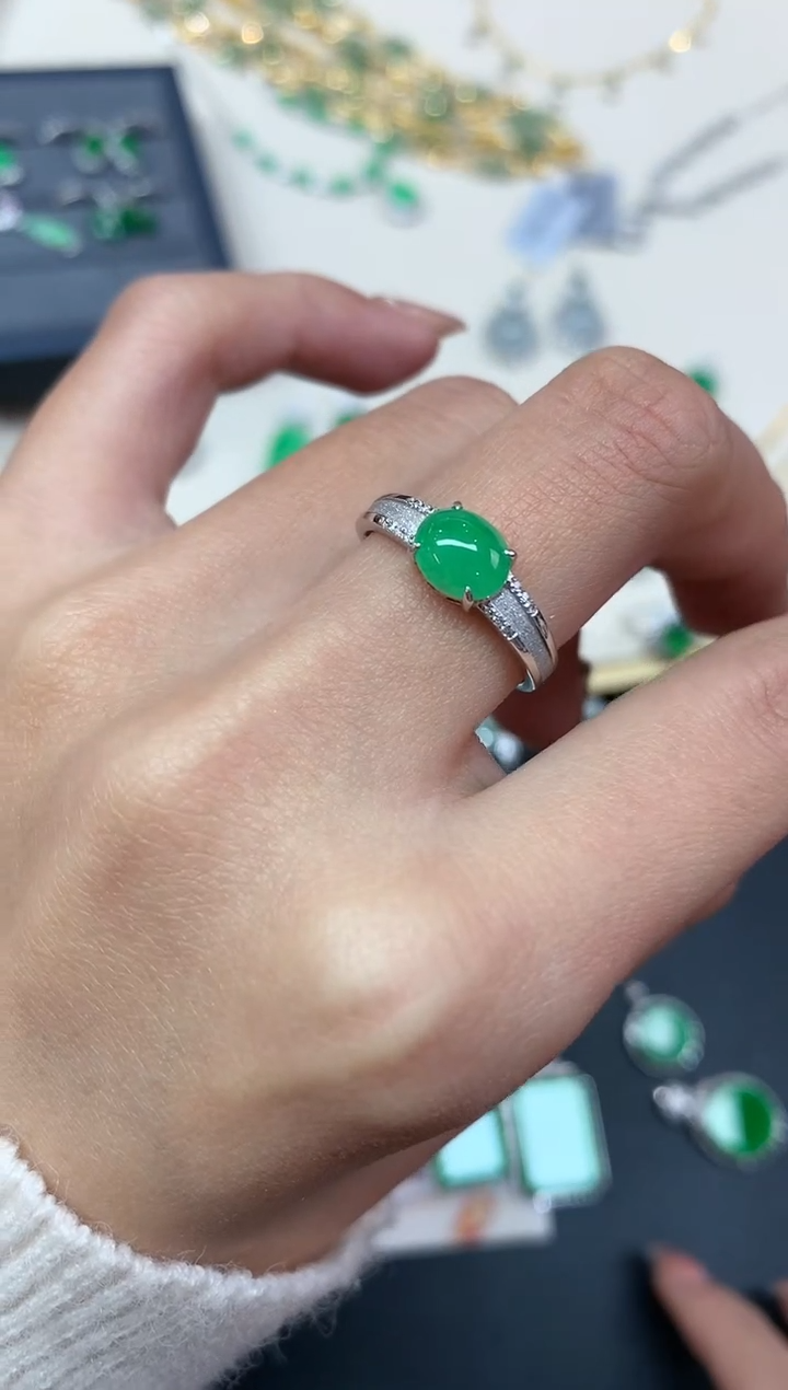 【闪购商品】翡翠戒指18K金镶嵌戒指A263|1980