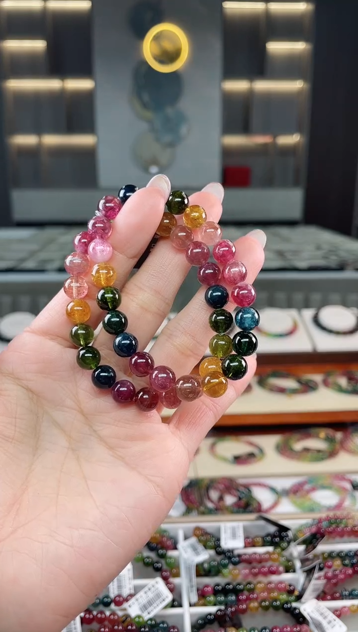 未镶嵌老矿碧玺单圈手串mm+碧玺（多样性发一条）T