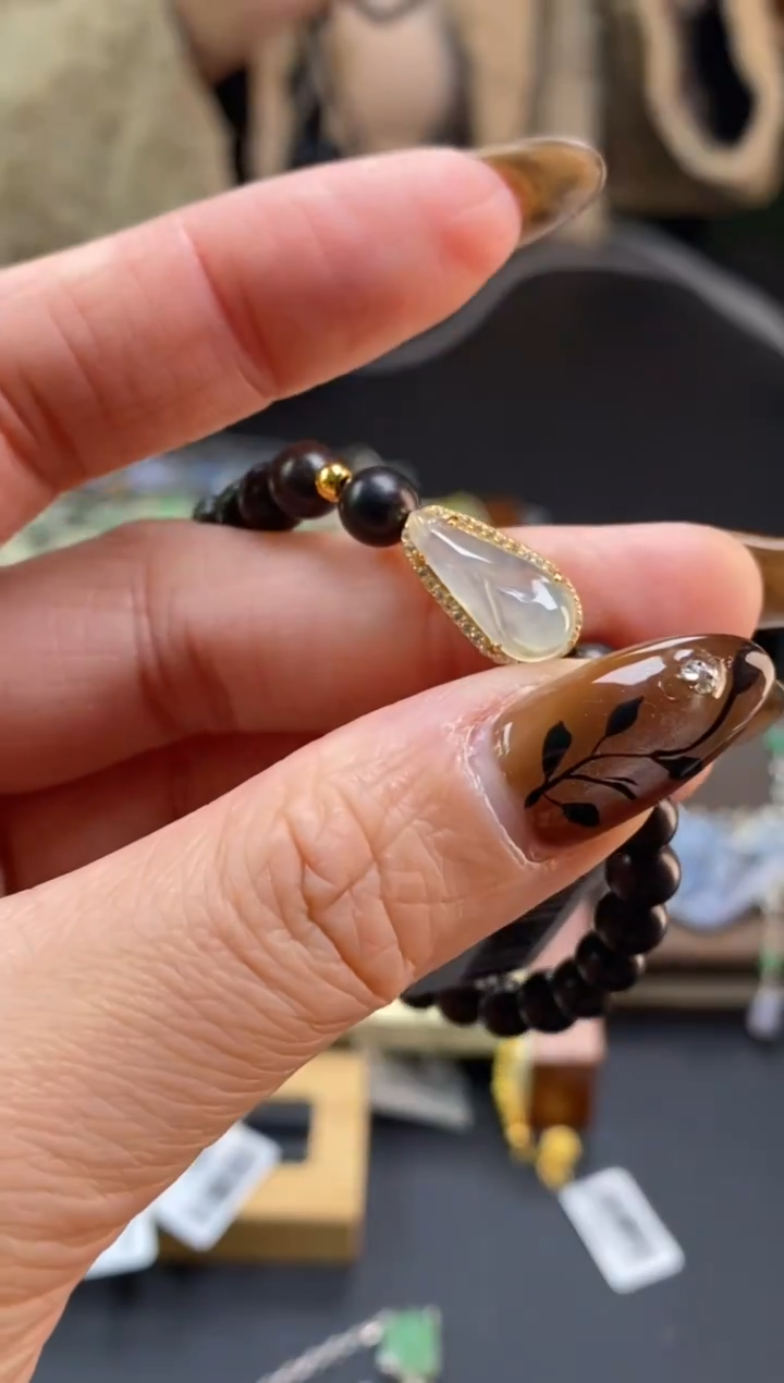 颈饰银S925镶嵌翡翠净货18017