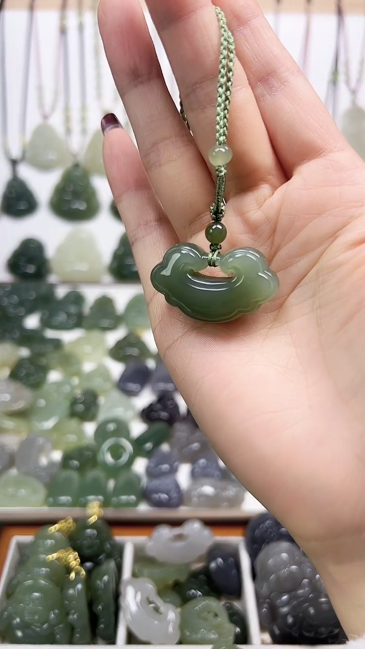 【闪购商品】和田玉颈饰未镶嵌平安锁吊坠35.8