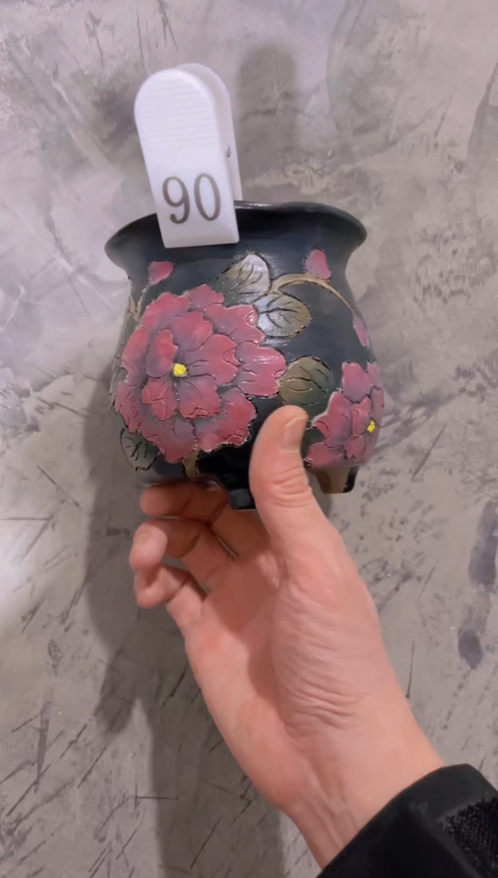 摆件90陶花岛花盆罐—手工痕迹默认，大小会有1-2公分误差