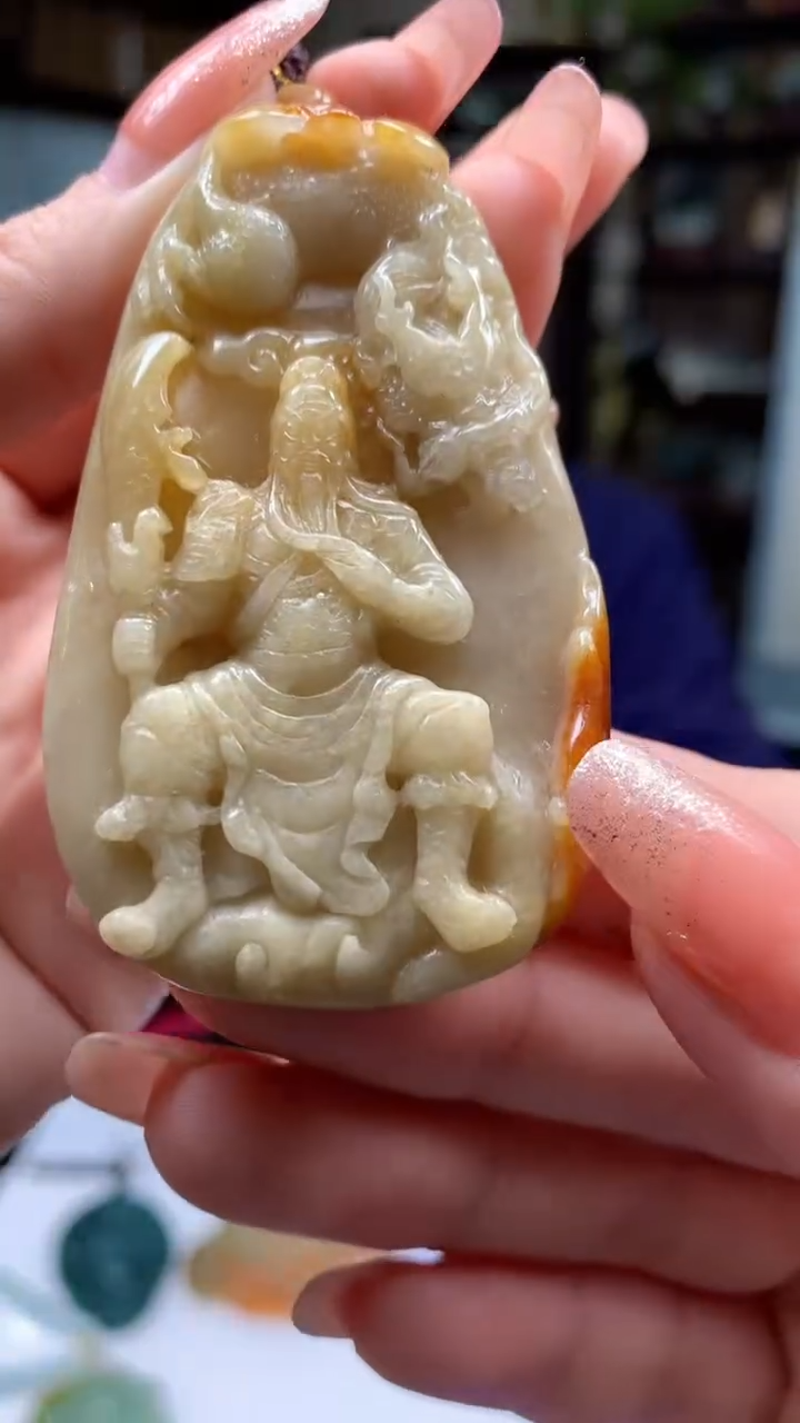 【闪购商品】定制翡翠18K金镶嵌1076ry-毛货挂件17