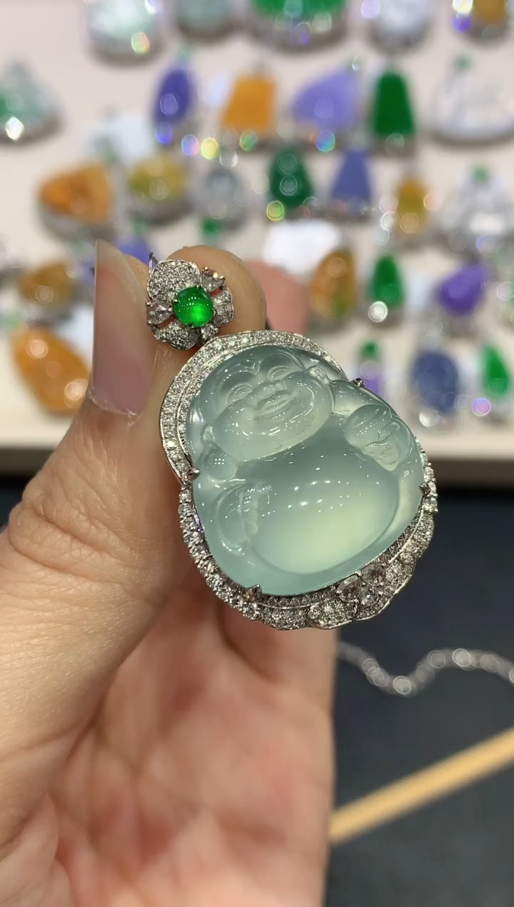 【闪购商品】翡翠吊坠(不含链)18K金镶嵌D32    