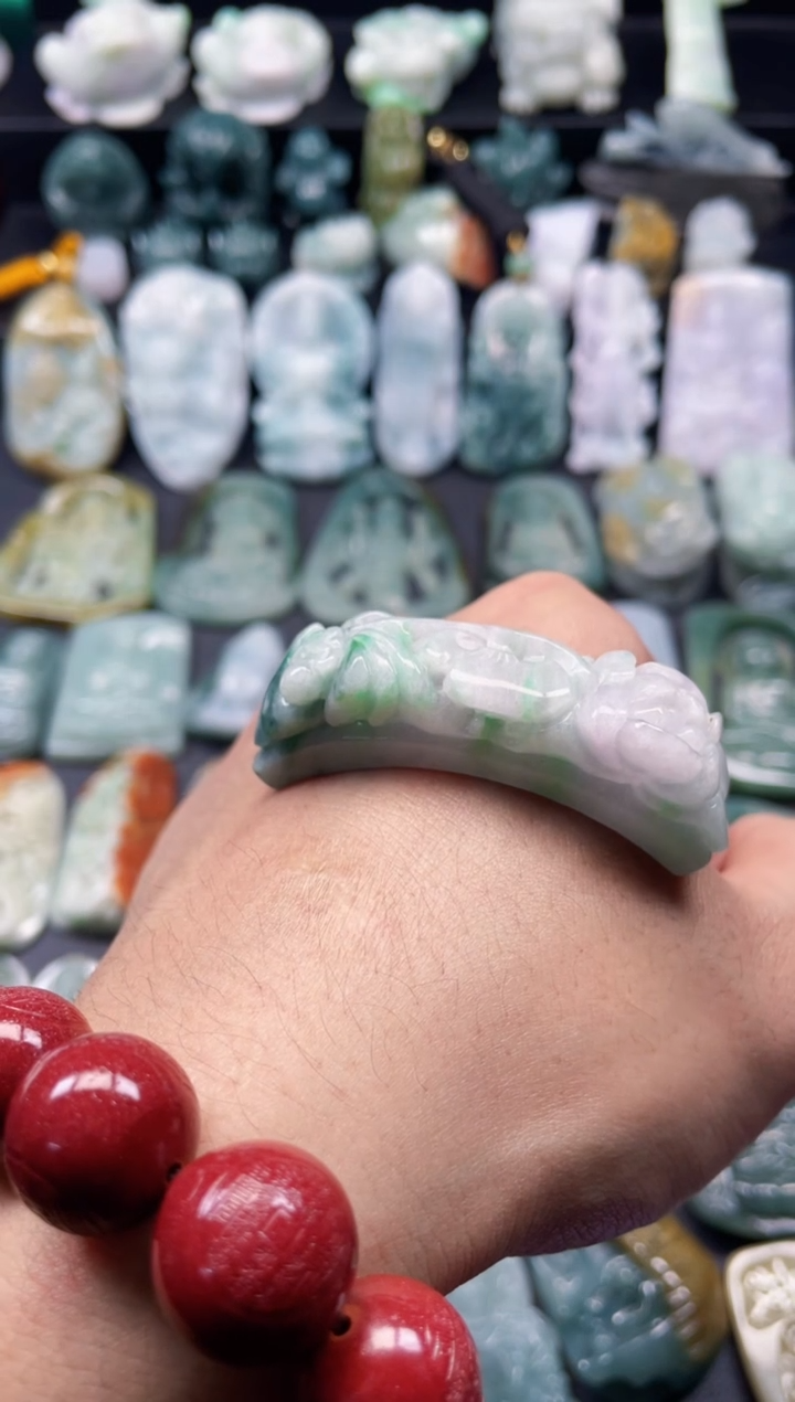 颈饰未镶嵌翡翠8  天然翡翠a货  花开富贵手牌