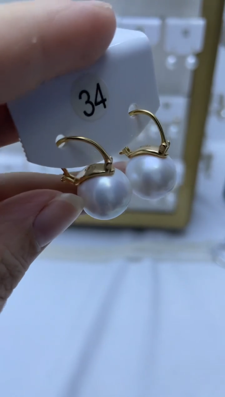 银S925镶嵌耳饰淡水珍珠34