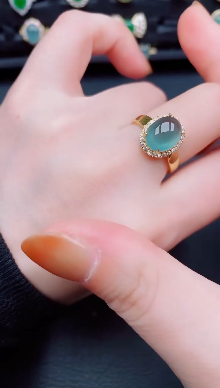 【闪购商品】翡翠戒指银S925镶嵌天然a货翡翠109