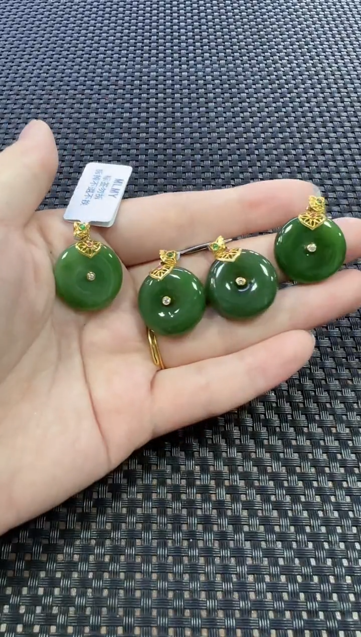 和田玉18K金镶嵌颈饰（多样性发一件）